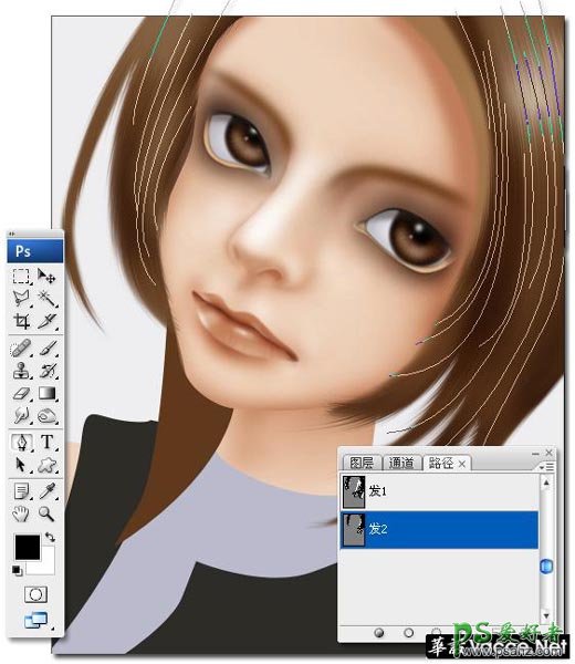 PS鼠绘教程：教你手绘卡通人像头发的详细教程实例