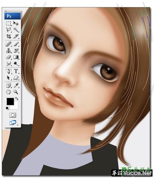 PS鼠绘教程：教你手绘卡通人像头发的详细教程实例