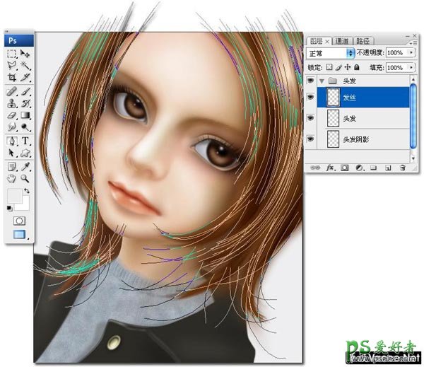 PS鼠绘教程：教你手绘卡通人像头发的详细教程实例