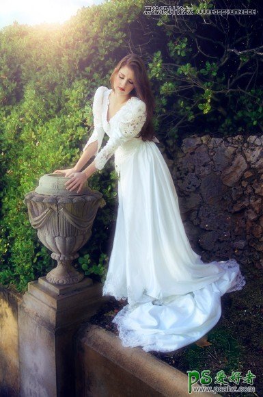PS婚片后期调色教程：给漂亮的欧美新娘婚纱照调出唯美的柔色效果
