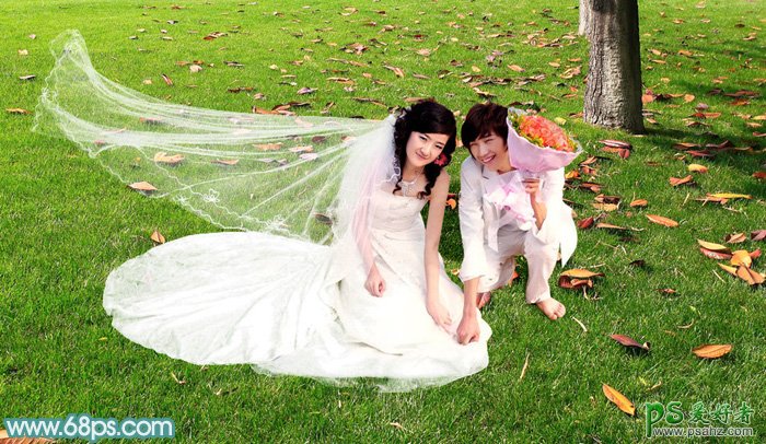 利用photoshop通道和抽出滤镜抠出半透明的婚纱照