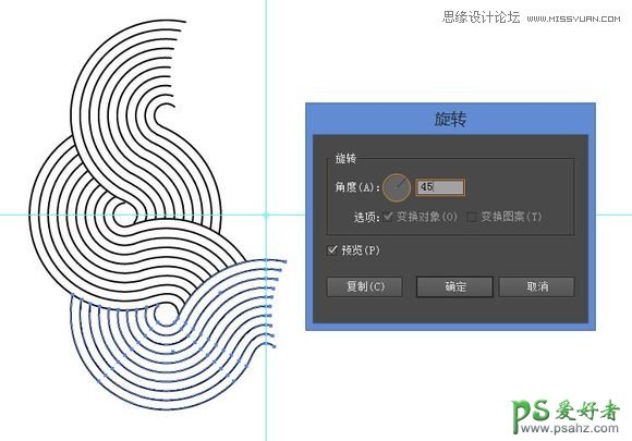 Illustrator绘制个性漂亮的黑白风格线条叠加效果的圆环失量图