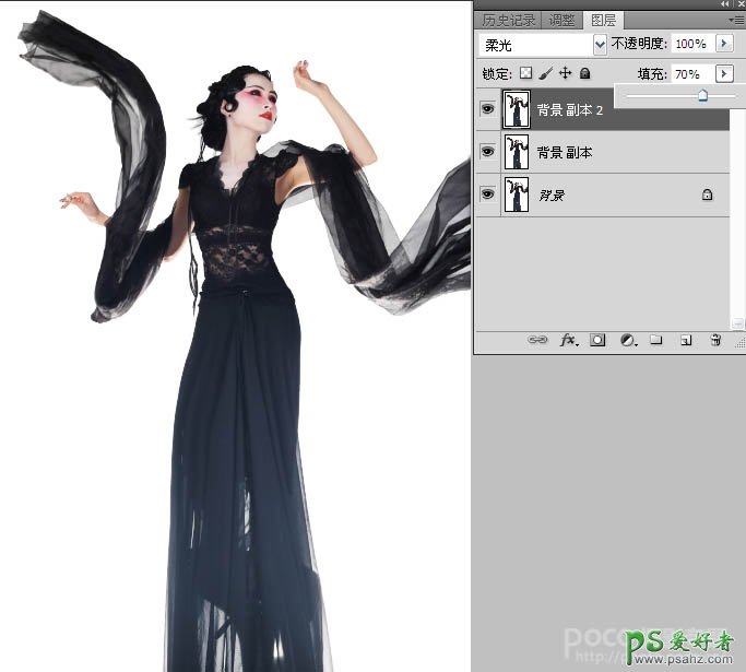 PS人像后期教程：给舞动的美女艺术照制作出飘逸的中国风水墨画