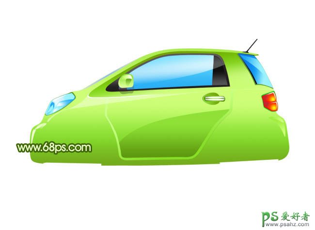PS实例教程：制作一辆可爱的绿色卡通小汽车素材图片
