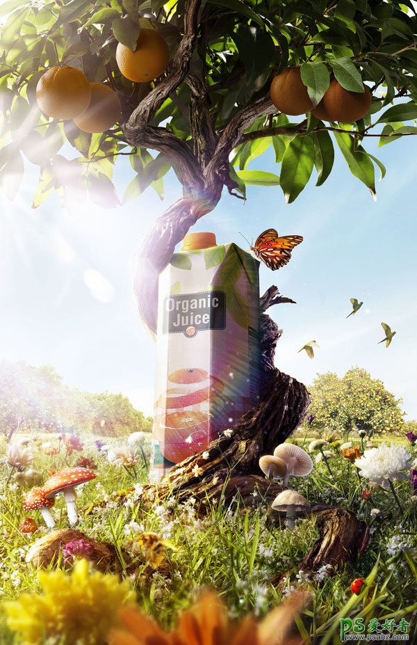 ps平面广告设计作品欣赏：欣赏唯美的果汁饮料广告创意作品