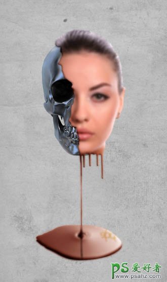 PS人像合成教程：创意合成美女机器人溶化的脸部特写