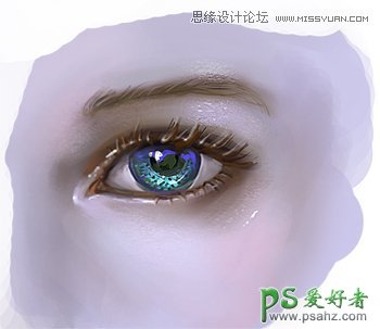 学习绘制漂亮的欧美少女蓝色的眼睛效果图 PS美女眼睛手绘教程