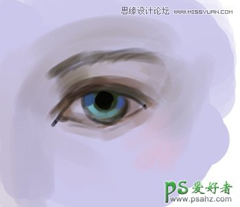 PS美女眼睛手绘教程：学习绘制漂亮的欧美少女蓝色的眼睛效果图