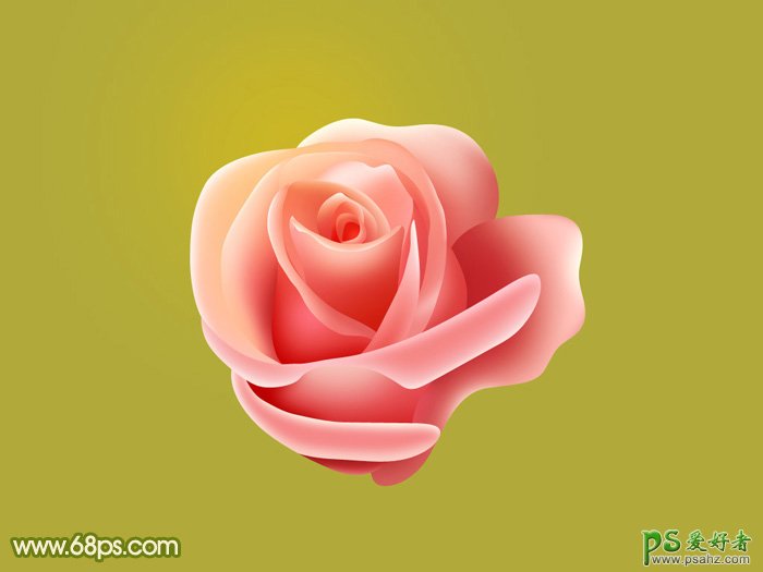 photoshop手绘一朵漂亮的玫瑰花，鼠绘粉色玫瑰花失量图教程
