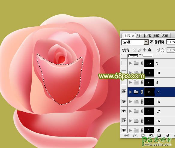 photoshop手绘一朵漂亮的玫瑰花，鼠绘粉色玫瑰花失量图教程