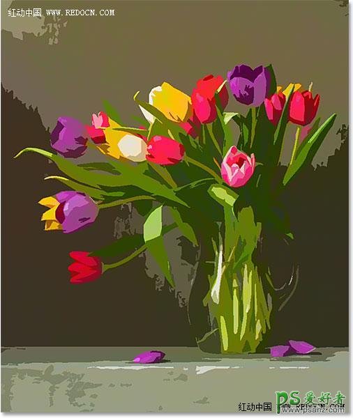 ps水彩画教程：利用滤镜及图层样式把花卉图片制作成水彩画效果