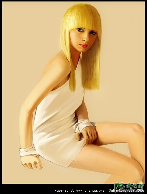 性感漂亮的美女模特图片素材 PS鼠绘教程 鼠绘时尚金发美女模特