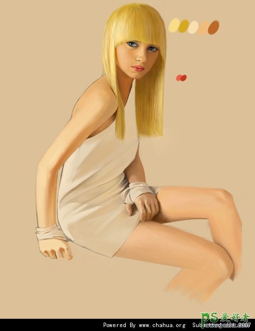 PS鼠绘教程：鼠绘时尚金发美女模特，性感漂亮的美女模特图片素材