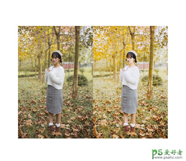 Photoshop结合LR软件给外景拍摄的漂亮女生照片调出暖黄色调