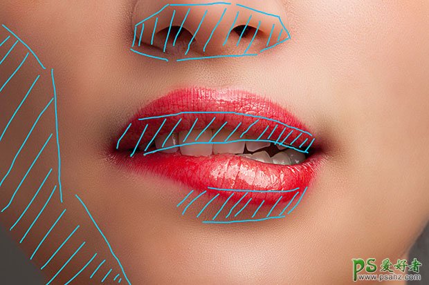 PS化妆美容教程：学习给人物的唇部进行修饰，美化性感的嘴唇。
