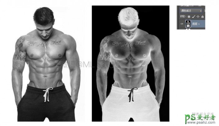 PS火焰人像教程：把性感的肌肉男帅哥照片制作成火焰燃烧的效果。