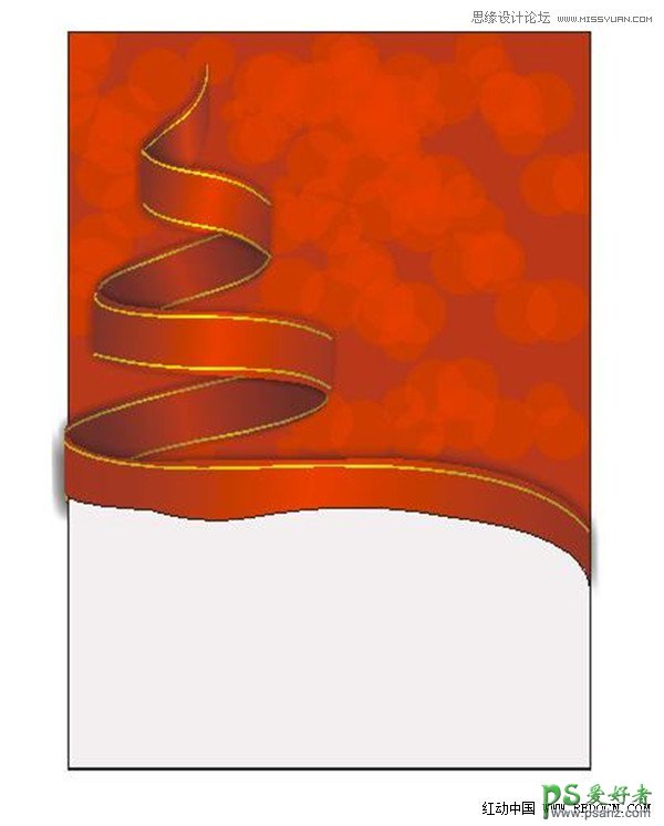 Coreldraw教程实例：设计漂亮质感的圣诞节红色丝带，丝绸带子。