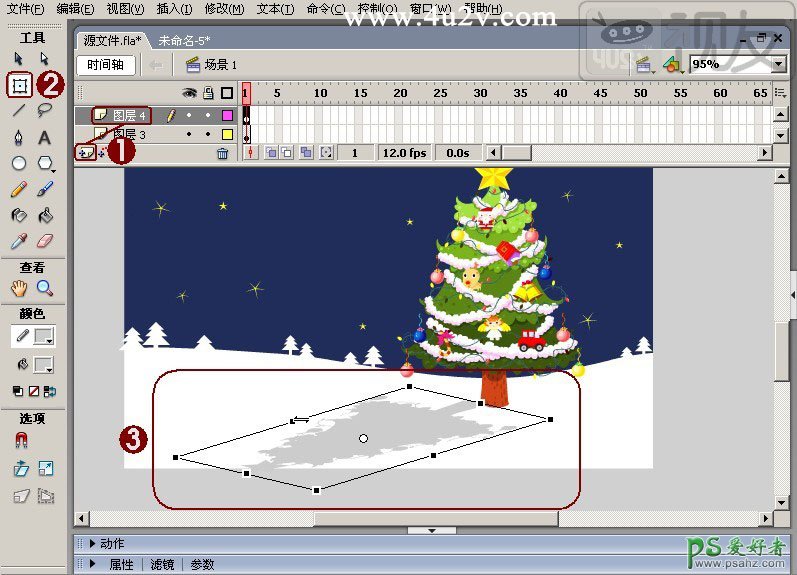 Flash失量图制作教程：学习制作个性卡通风格的圣诞树失量图素材