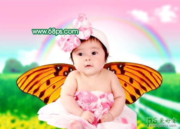 photoshop为可爱宝宝照片制作出梦幻蝴蝶翅膀