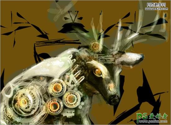 PS合成教程：创意合成科幻世界里的鹿-机械鹿图片