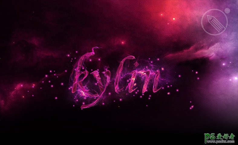 Photoshop利用火焰及闪电素材图打造粉色烟雾效果的艺术字体