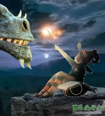 Photoshop合成魔法小男孩子召唤史前巨龙的场景，召唤恐龙的男孩