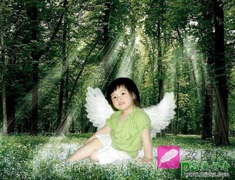 PS人像合成教程：创意打造森林里的可爱小天使