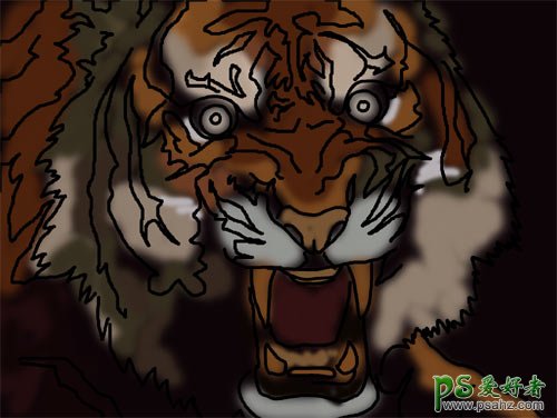 PS鼠绘教程：绘制凶猛的森林之王老虎