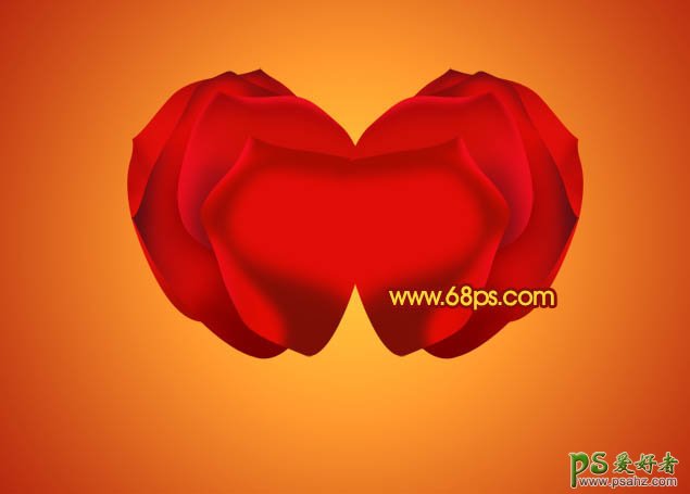 photoshop制作情人节浪漫红色心形玫瑰花素材图片教程