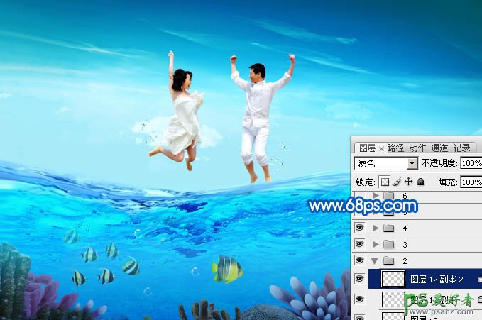 PS婚片后期处理教程：打造夏季梦幻海景情侣婚片