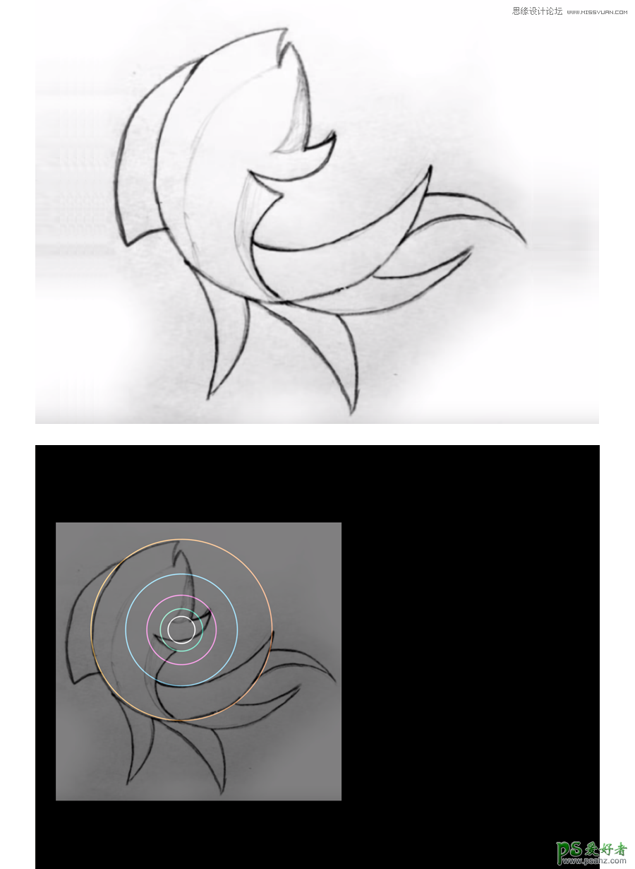 ai图标制作教程：设计漂亮的黄金比例大鱼海棠LOGO,可爱 鱼形LOGO