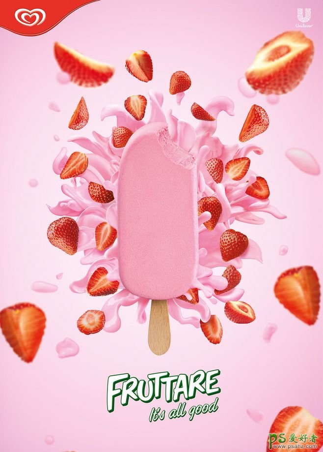 美味可口的冰淇淋海报作品，口味极佳的冰淇淋平面广告设计作品。