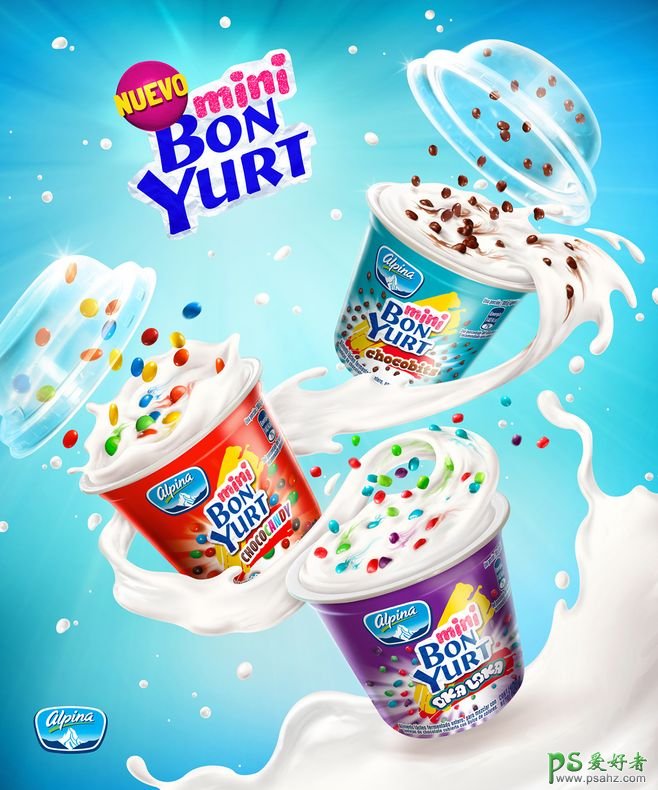 美味可口的冰淇淋海报作品，口味极佳的冰淇淋平面广告设计作品。
