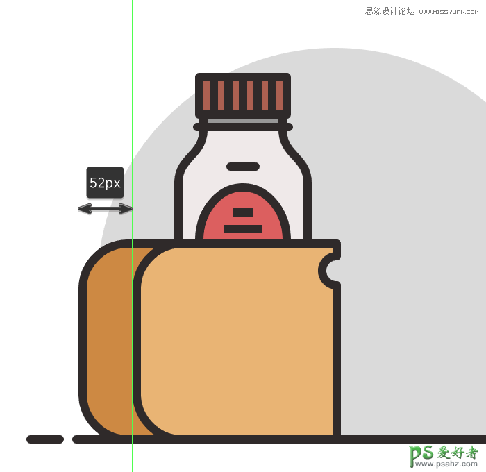 AI图标制作教程：设计简约风格的食品图标，线条装饰效果食物图标