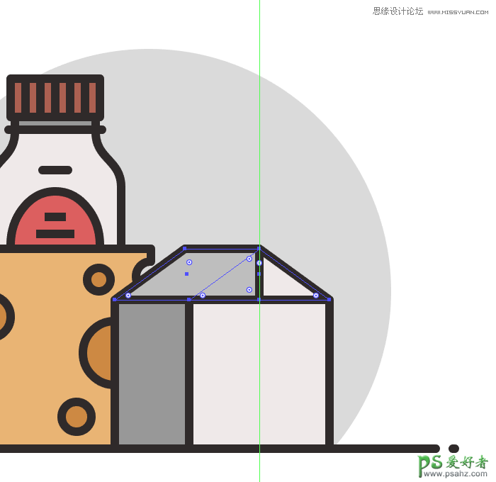 AI图标制作教程：设计简约风格的食品图标，线条装饰效果食物图标