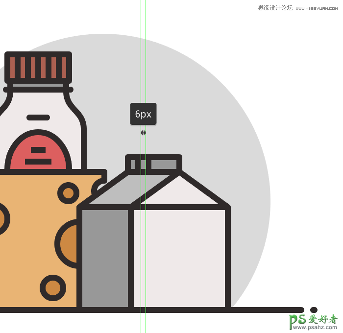 AI图标制作教程：设计简约风格的食品图标，线条装饰效果食物图标