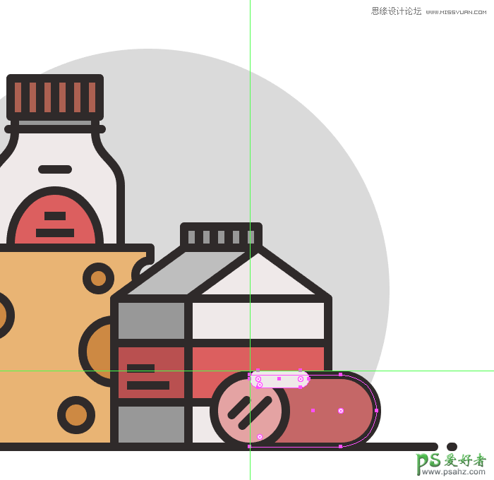 AI图标制作教程：设计简约风格的食品图标，线条装饰效果食物图标