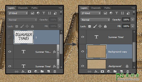 利用Photoshop画笔及图层样式设计出创意的沙滩划痕字体效果