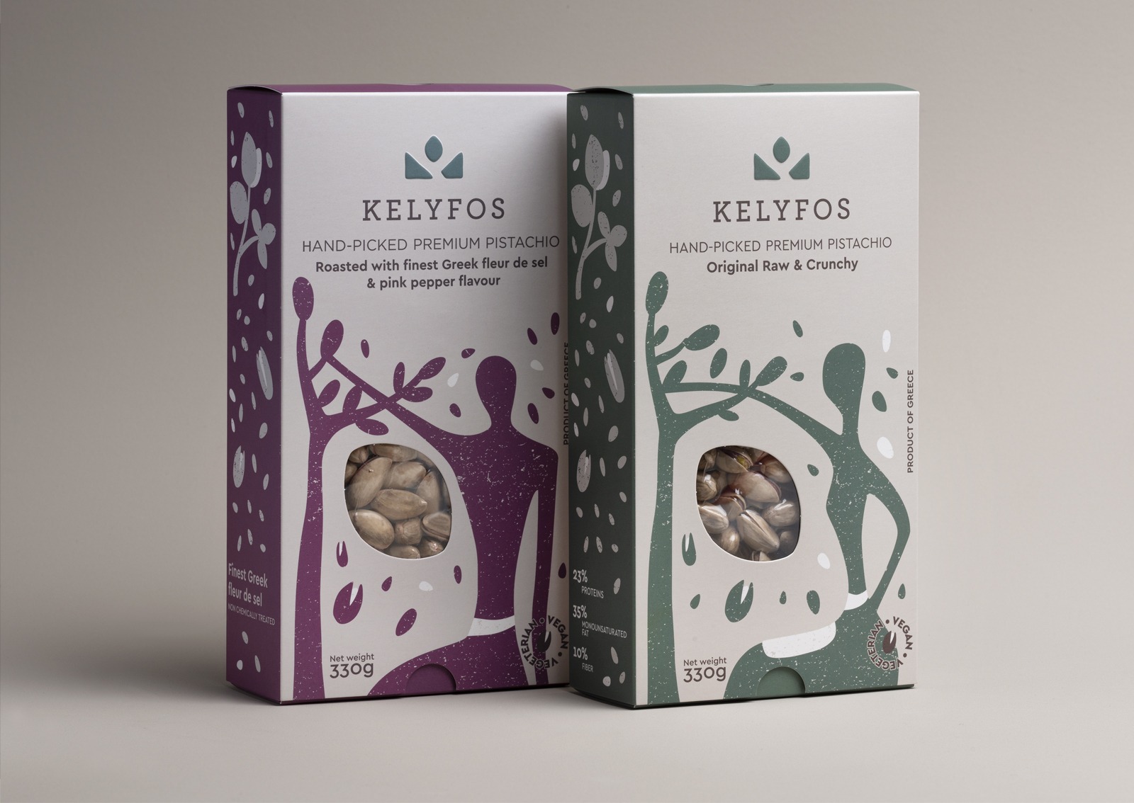 经典大气的干果产品纸盒包装设计，Kelyfos开心果包装设计欣赏。