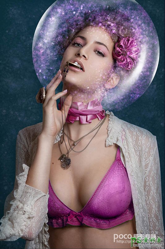 PS美女图片美化：给性感的欧美女人写真照制作出非主流星空效果
