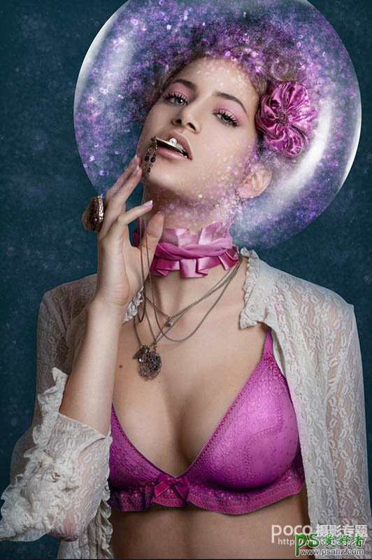 PS美女图片美化：给性感的欧美女人写真照制作出非主流星空效果