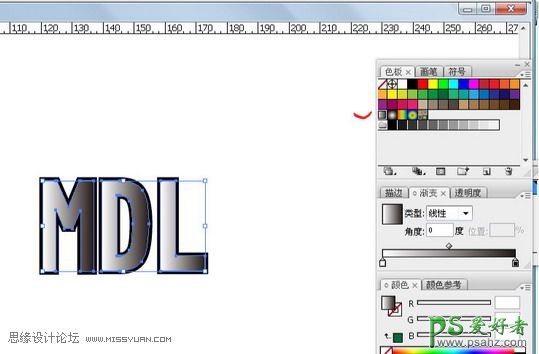 Illustrator CS2文字特效教程：制作一款翠绿色的渐变描边字体