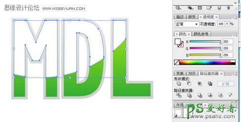Illustrator CS2文字特效教程：制作一款翠绿色的渐变描边字体