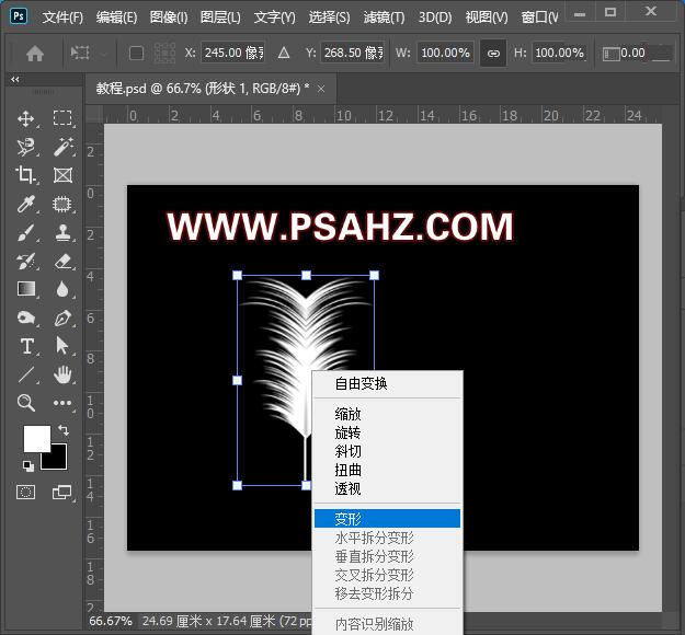 Photoshop手工制作一个白色的羽毛素材图片，手绘羽毛失量图。