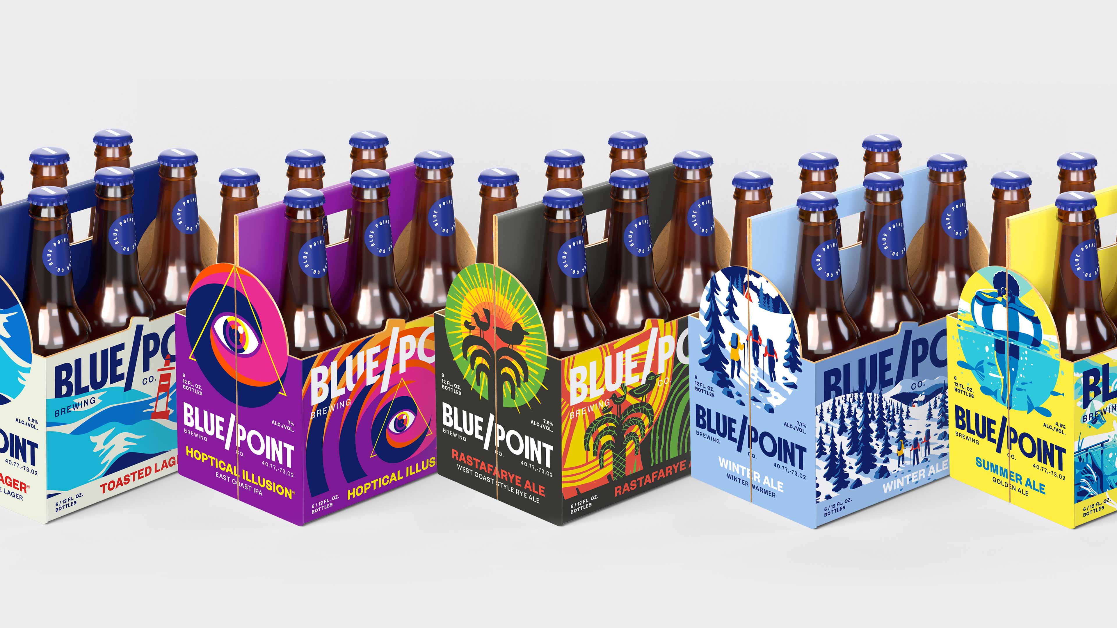 欣赏一组国外精酿啤酒外包装设计，Blue Point精酿啤酒产品设计。