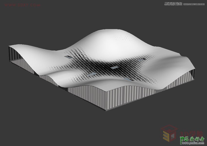 用3DMAX制作异形体育馆的模型，用Poly制作异形体育馆建筑效果