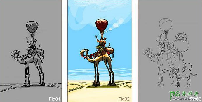 PS鼠绘教程：打造有趣夸张的沙漠浪漫旅行者艺术插画