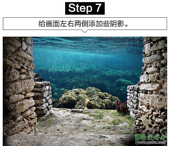 Photoshop创意合成众水族馆中钻出的大鲨鱼特效图片