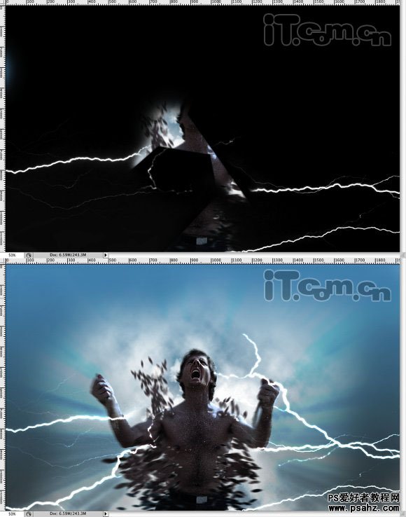 photoshop创意设计人体闪电分解特效教程实例