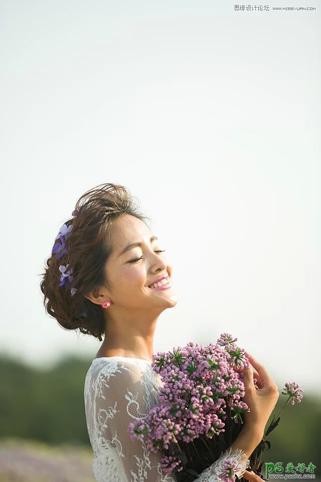 PS婚纱照后期教程：打造唯美梦幻的韩式小清新艺术美女婚纱照效果